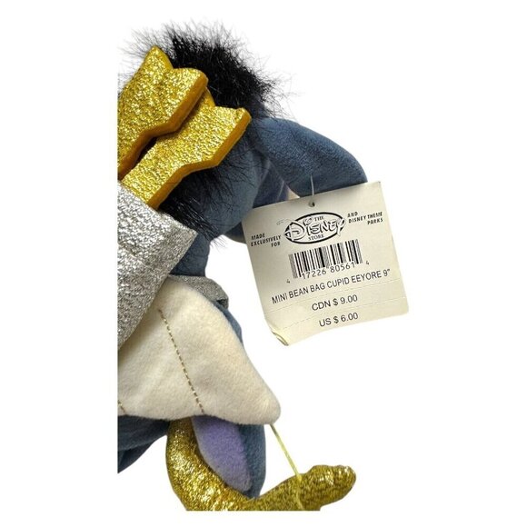 NWT 90s Disney Store CUPID EEYORE VALENTINES 9" Vintage DISNEY Mini Beanie Doll - Picture 6 of 7